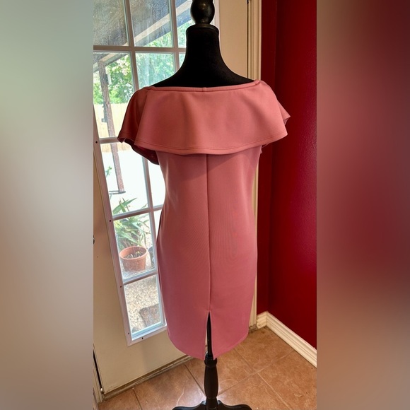 Alison Andrews Off Shoulder Ruffle Dress Size Small Pink Knee Length Party - Picture 4 of 7